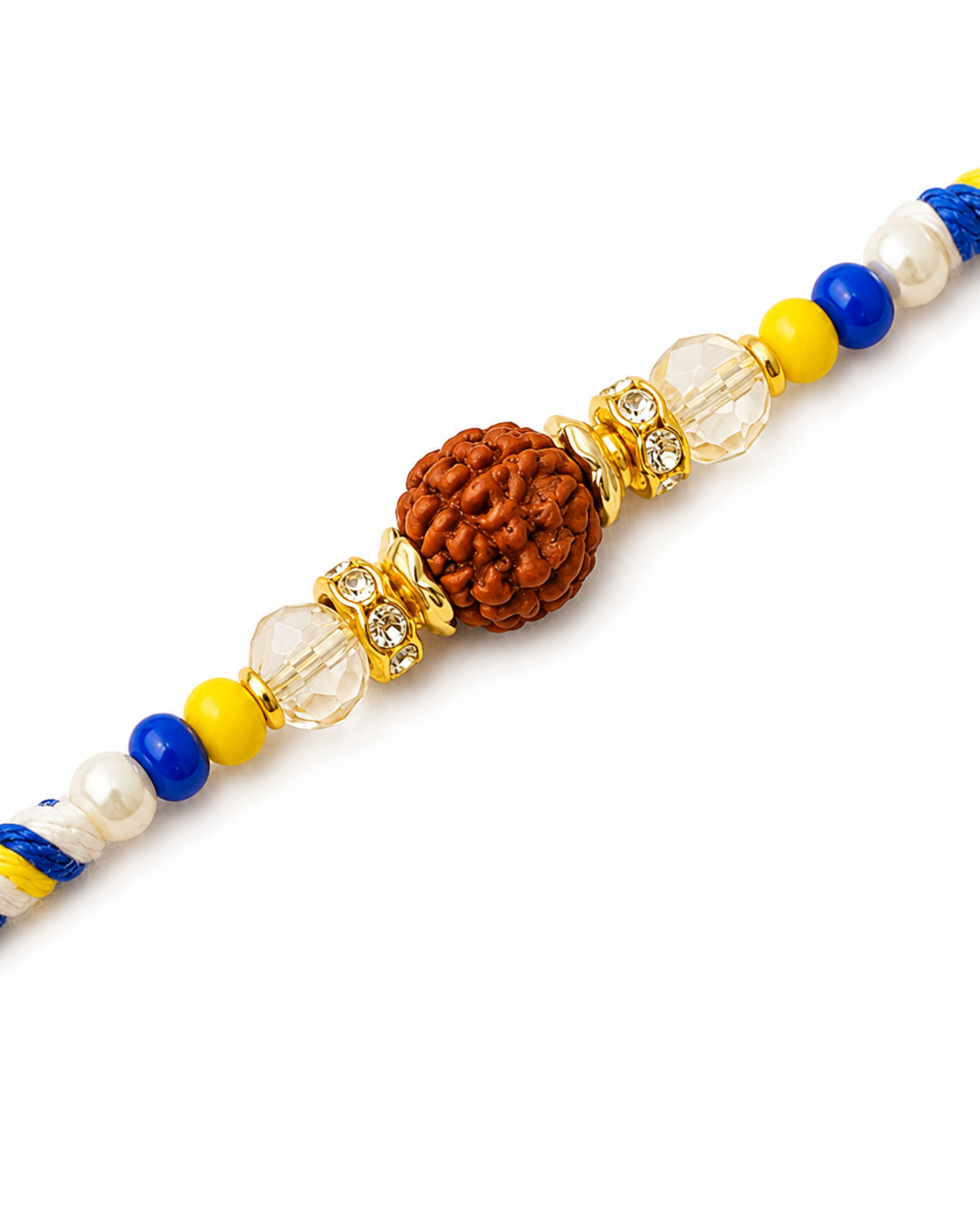 Rudraksh Yellow Blue Thread Rakhi