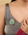 Polki Kundan Gold Brooch