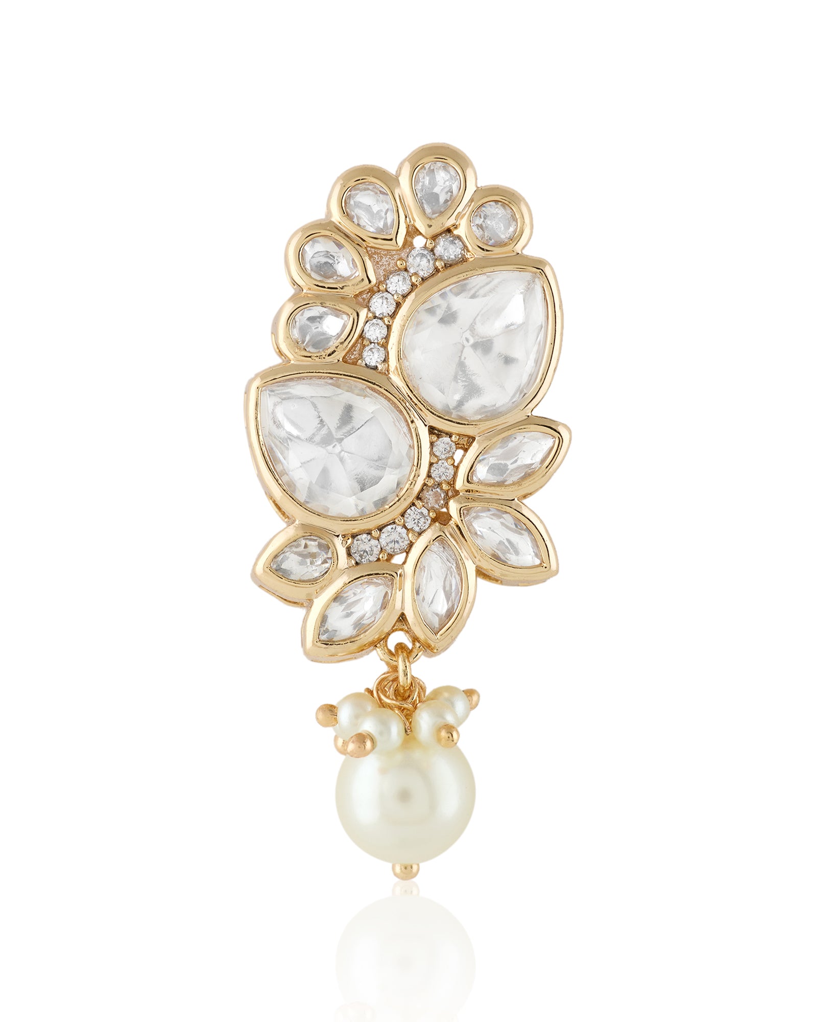 Kundan Pearl Drop Brooch