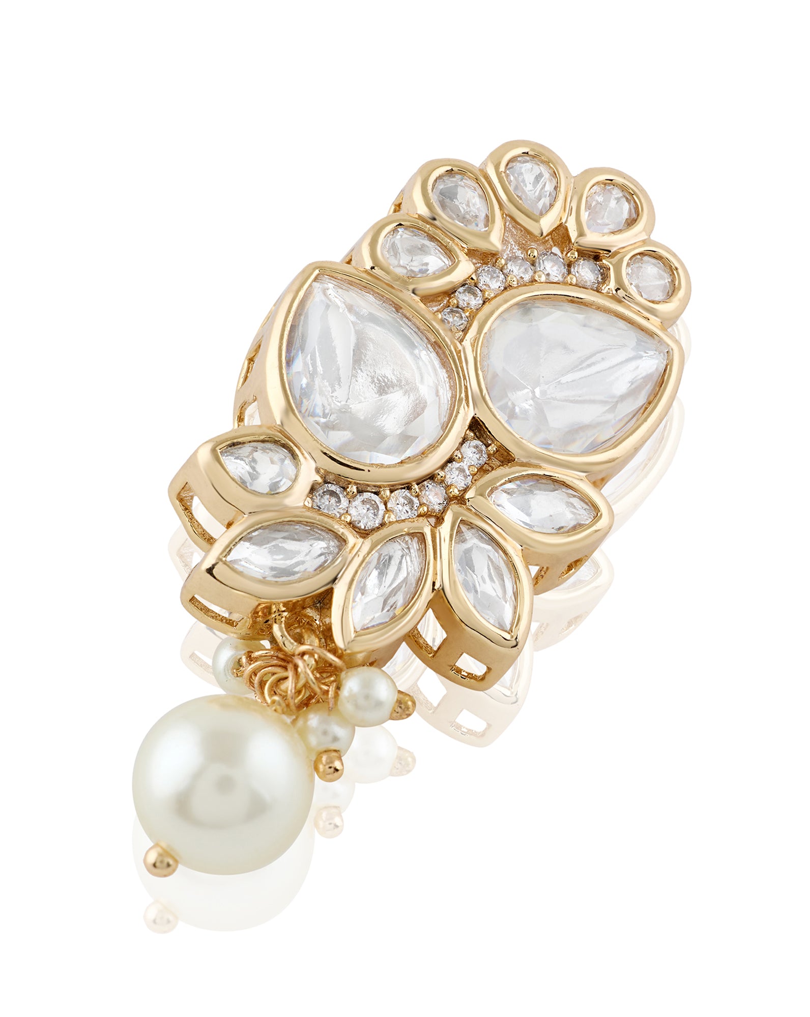 Kundan Pearl Drop Brooch