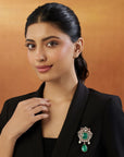 Emerald Drop Kundan Brooch