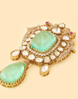 Emerald Drop Kundan Brooch