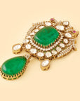 Square Emerald Kundan Brooch