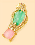 Emerald Parrot Zircon Brooch