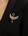 Zircon Swan Brooch