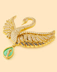 Zircon Swan Brooch