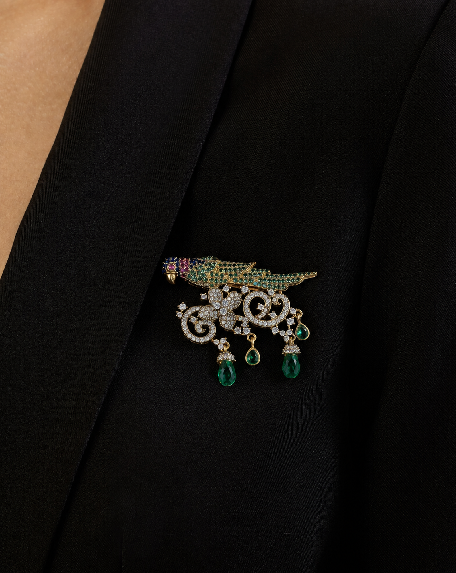 Zircon Parrot Brooch
