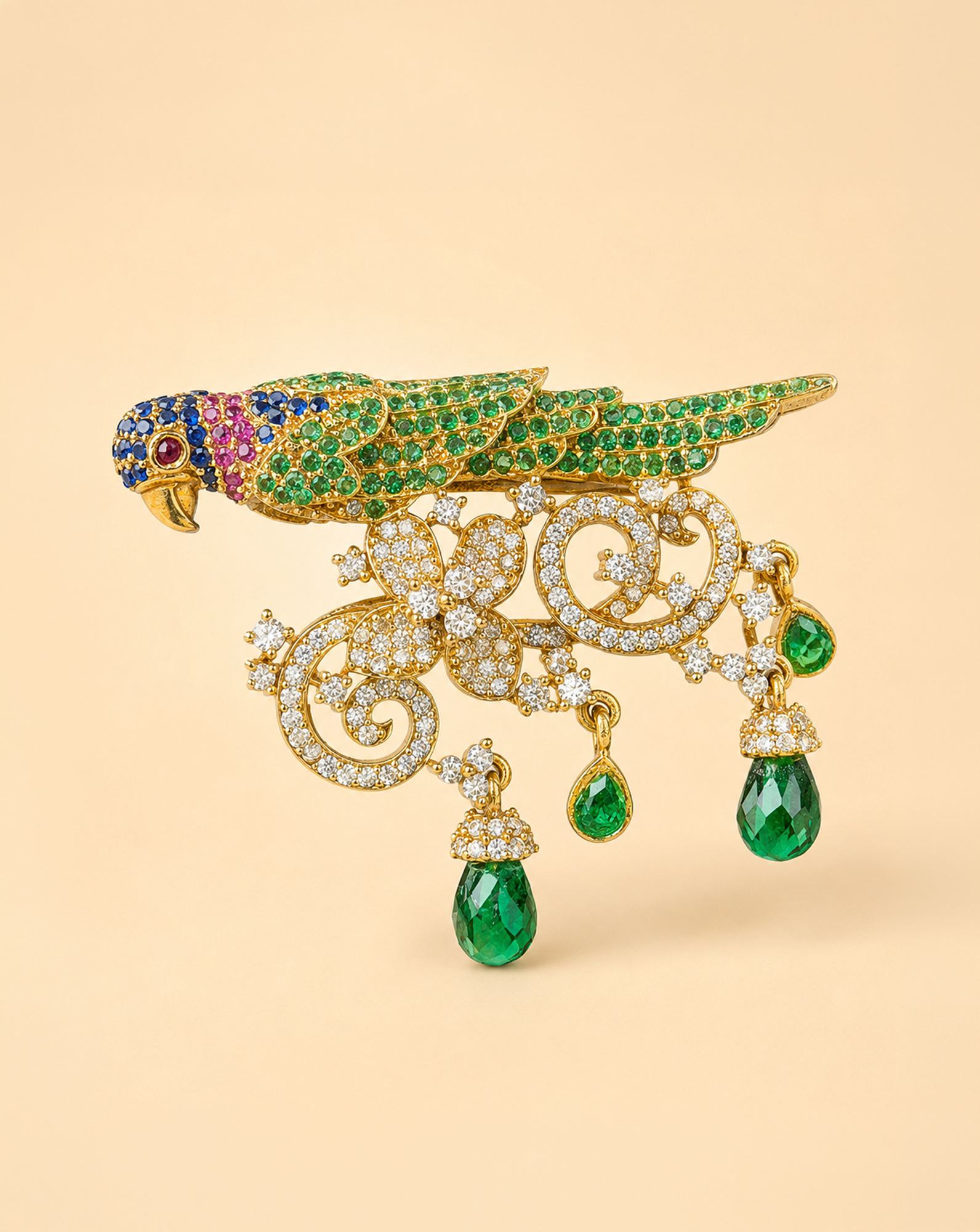 Zircon Parrot Brooch