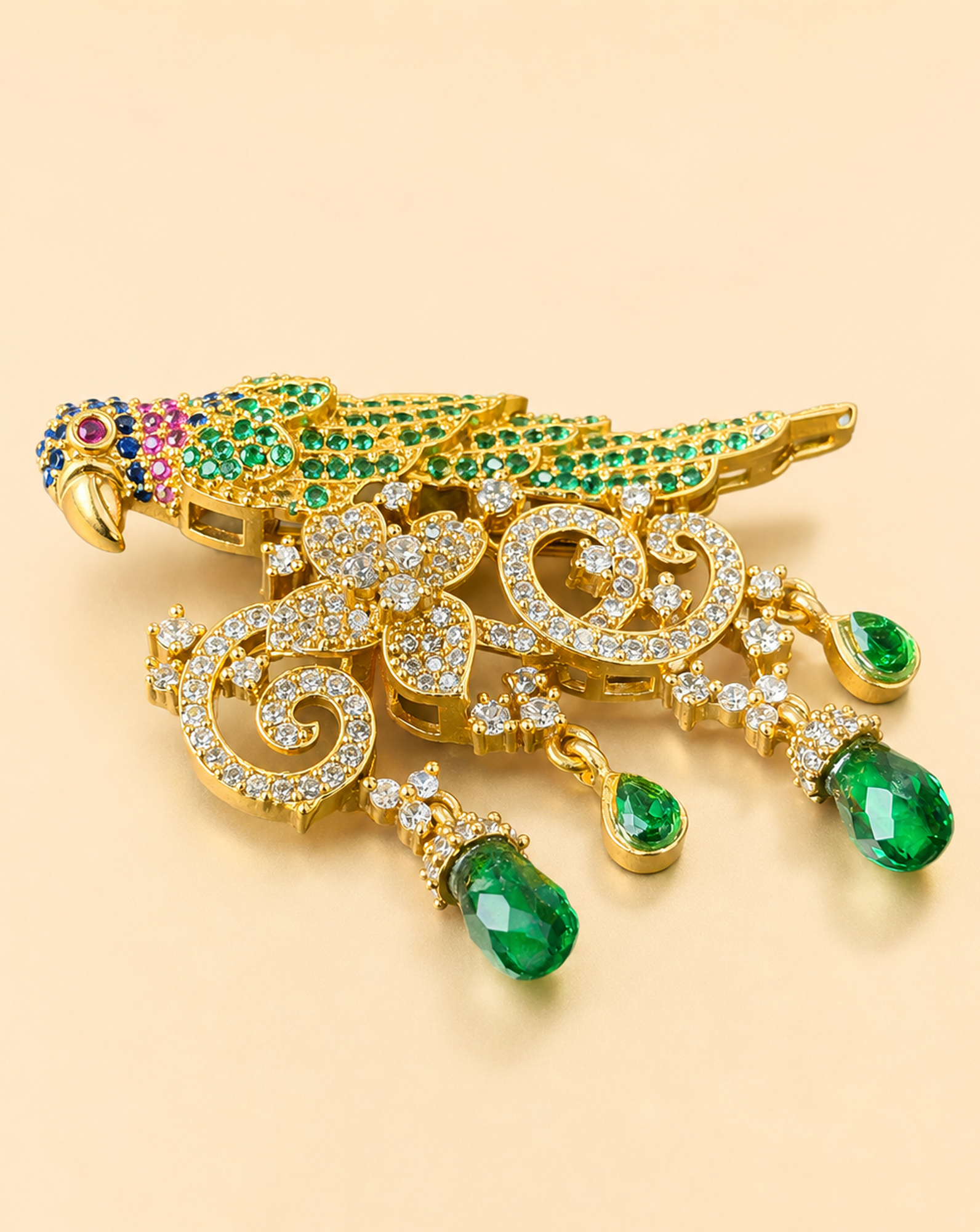 Zircon Parrot Brooch