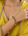 Green Kundan Polki Geometric Bracelet