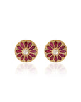 Kundan Polki Pink Stud Earrings