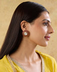 Red Polki Kundan Stud Earrings