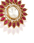 Red Polki Kundan Stud Earrings