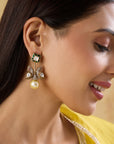 Polki Kundan Pearl Dangler Earrings