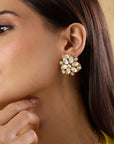 Polki Kundan Trikone Stud Earrings