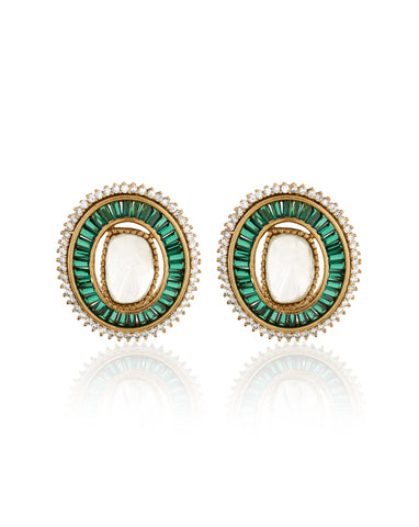 Heera Panna Stud Earrings