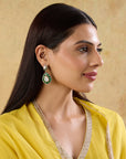 Green Kundan Polki Dangler Earrings