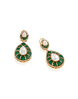 Green Kundan Polki Dangler Earrings