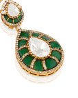 Green Kundan Polki Dangler Earrings