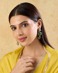 Green Kundan Polki Statement Earrings