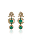 Green Kundan Polki Statement Earrings