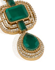 Green Kundan Polki Statement Earrings