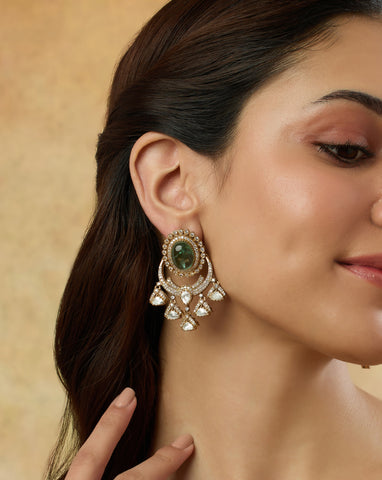 Heera Panna Statement Earrings