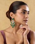 Emerald Zirconia Chandelier Earrings