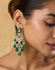 Emerald Zirconia Chandelier Earrings