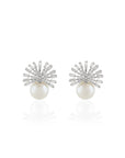 White Zirconia Pearl Earrings