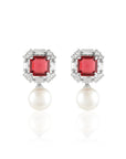 Ruby Zirconia Pearl Earrings