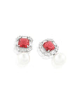 Ruby Zirconia Pearl Earrings