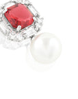 Ruby Zirconia Pearl Earrings