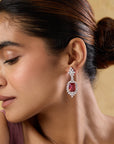 Ruby Zirconia Dangler Earrings