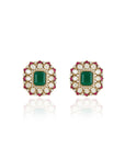 Green Polki Kundan Stud Earrings