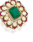 Green Polki Kundan Stud Earrings