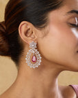 Ruby Zirconia Large Earrings