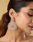 Zirconia Circle Dangler Earrings