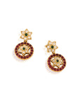 Temple Coloured Stone Dangler Earrings