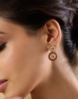 Temple Coloured Stone Dangler Earrings