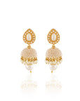 Temple Pearl Jhumki Earrings