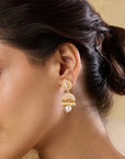 Temple Pearl Jhumki Earrings