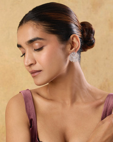 Floral Zirconia Statement Studs