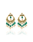 Green Kundan Chaandbaali Earrings