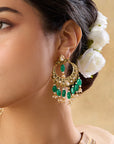 Green Kundan Chaandbaali Earrings