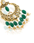 Green Kundan Chaandbaali Earrings