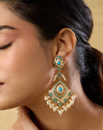 Punjabi Jadau Floral Dangler Earrings