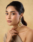 Punjabi Jadau Gold Chandelier Earrings