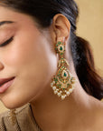 Punjabi Jadau Gold Chandelier Earrings