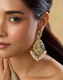 Jadau Statement Blue Gold Dangler Earrings